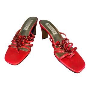 Amanda By Myers Ruby Red Jeweled Thong Heels 10
